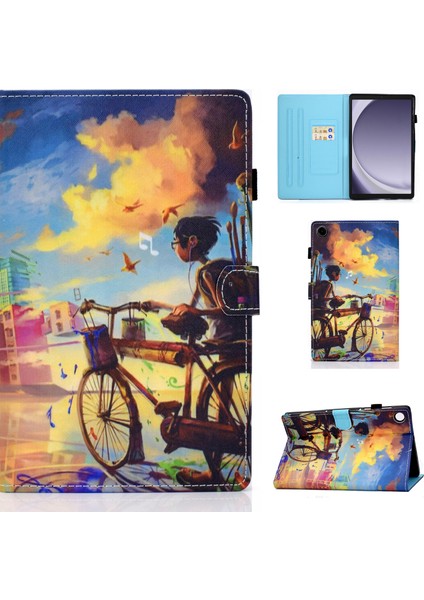 Samsung Galaxy Tab A9 Pu Deri Kılıf Stand Kartı Tutucu Desen Tablet Kapak (Yurt Dışından)