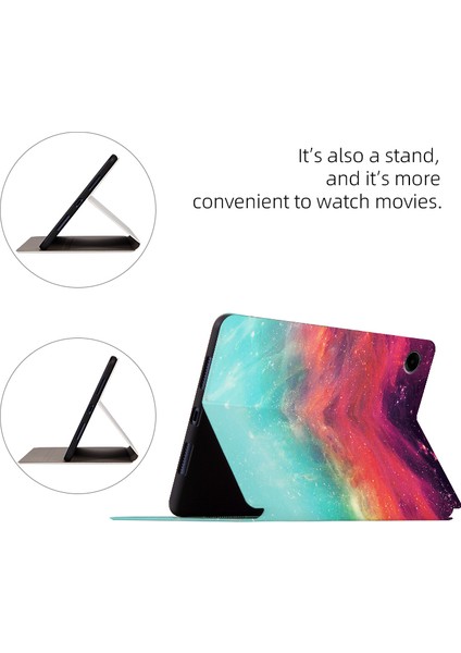 Samsung Galaxy Tab A9 Vaka Desen Baskı Standı Pu Deri Stand Tablet Kapak (Yurt Dışından)