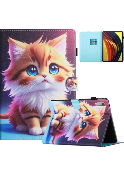 Lenovo Tab P11 Gen 2 TB-350 Vaka Deseni Baskı Deri Kartı Tutucu Tablet Kapak (Yurt Dışından)
