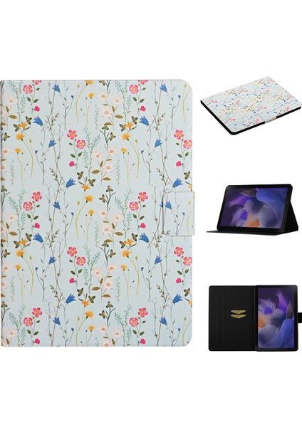 Samsung Galaxy Tab A9 Vaka Desen Baskı Kartı Tutucu Tablet Deri Kapak (Yurt Dışından)
