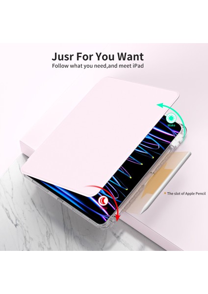 iPad Pro 11 (2020) / (2021) / (2022) / iPad Air (2020) / (2022) Case Pu+Akrilik Kickstand Tablet Kapağı (Yurt Dışından)