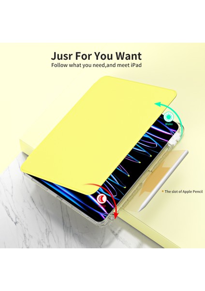 iPad Pro 11 (2020) / (2021) / (2022) / iPad Air (2020) / (2022) Case Pu+Akrilik Kickstand Tablet Kapağı (Yurt Dışından)