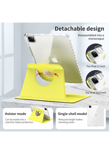 iPad Pro 11 (2020) / (2021) / (2022) / iPad Air (2020) / (2022) Case Pu+Akrilik Kickstand Tablet Kapağı (Yurt Dışından)