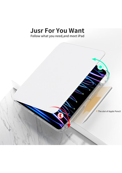 iPad Pro 11 (2020) / (2021) / (2022) / iPad Air (2020) / (2022) Case Pu+Akrilik Kickstand Tablet Kapağı (Yurt Dışından)