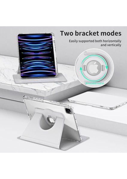 iPad Pro 11 (2020) / (2021) / (2022) / iPad Air (2020) / (2022) Case Pu+Akrilik Kickstand Tablet Kapağı (Yurt Dışından)