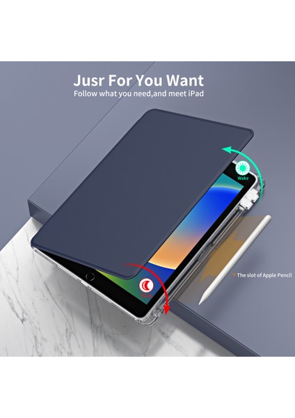 iPad 10.2 (2021) / (2019) / (2020) Kickstand Case Pu+Akrilik Çıkarılabilir Tablet Kapak (Yurt Dışından)