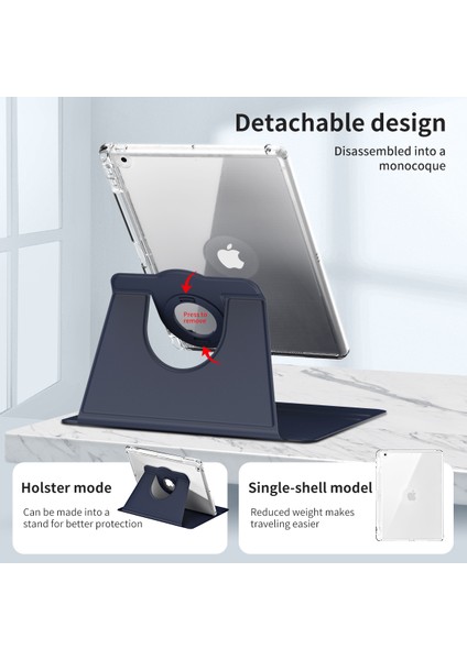 iPad 10.2 (2021) / (2019) / (2020) Kickstand Case Pu+Akrilik Çıkarılabilir Tablet Kapak (Yurt Dışından)