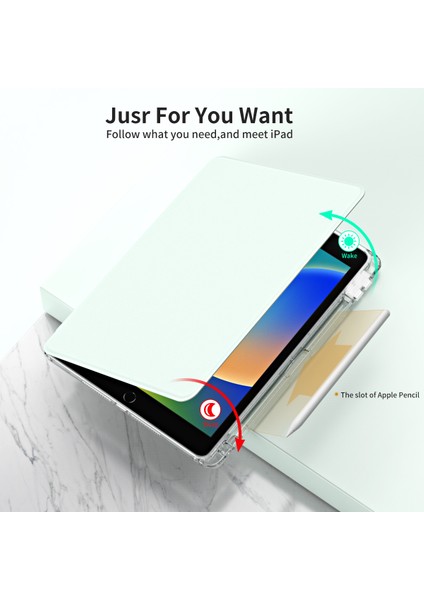 iPad 10.2 (2021) / (2019) / (2020) Kickstand Case Pu+Akrilik Çıkarılabilir Tablet Kapak (Yurt Dışından)