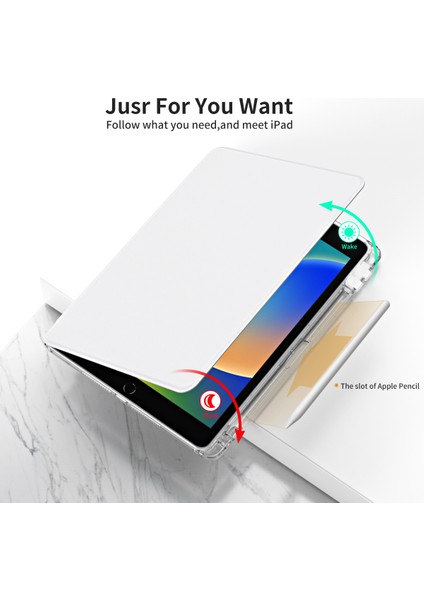 iPad 10.2 (2021) / (2019) / (2020) Kickstand Case Pu+Akrilik Çıkarılabilir Tablet Kapak (Yurt Dışından)
