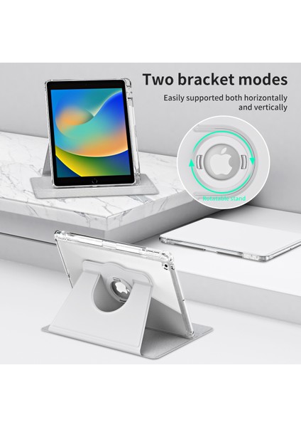 iPad 10.2 (2021) / (2019) / (2020) Kickstand Case Pu+Akrilik Çıkarılabilir Tablet Kapak (Yurt Dışından)