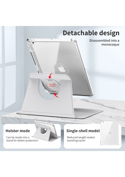 iPad 10.2 (2021) / (2019) / (2020) Kickstand Case Pu+Akrilik Çıkarılabilir Tablet Kapak (Yurt Dışından)