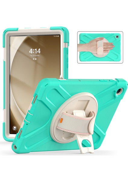 Samsung Galaxy Tab A9+ Case Pc+ Silikon Rotary Kickstand Kapağı Kayışlı (Yurt Dışından)