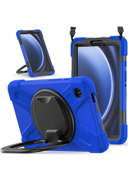 Samsung Galaxy Tab A9 Case Rotary Kickstand Pc+Silikon Kapak Kayış (Yurt Dışından)