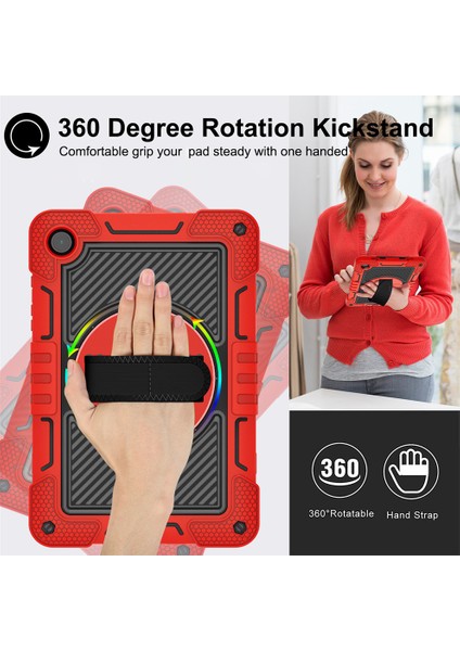 Samsung Galaxy Tab A9+ Kickstand Case Silikon+ Pc Koruyucu Kapak Bilek Bant / Omuz Kayışı (Yurt Dışından) fiyatları