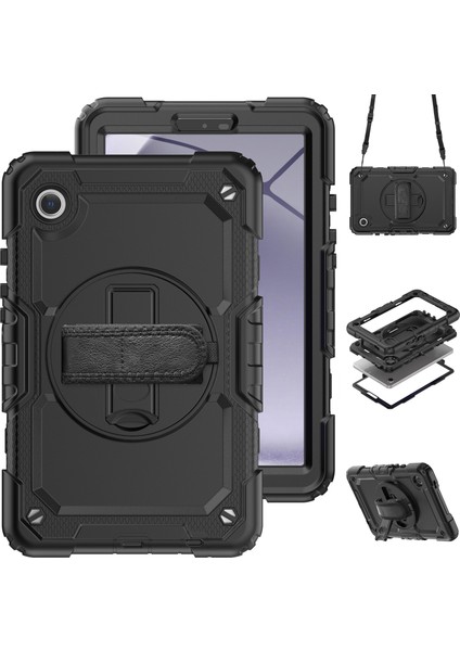 Samsung Galaxy Tab A9 Kickstand Kapak Pc + Silikon Tablet Kılıfı Kayış (Yurt Dışından)