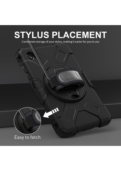 Samsung Galaxy Tab A9 Case Strap Kickstand Anti-Drop Tablet Kapağı Kayışlı (Yurt Dışından)