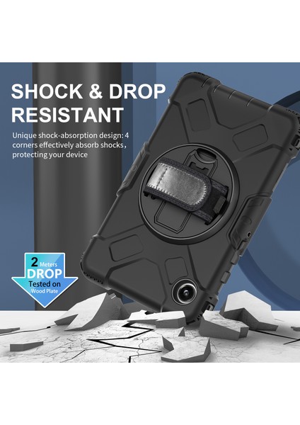 Samsung Galaxy Tab A9 Case Strap Kickstand Anti-Drop Tablet Kapağı Kayışlı (Yurt Dışından)