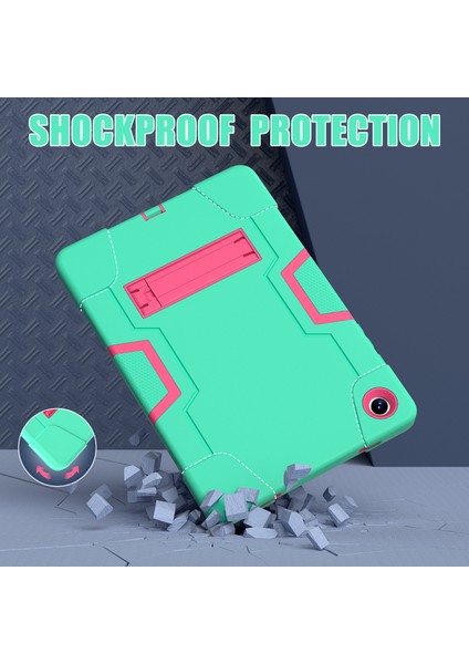 Samsung Galaxy Tab A9+ Kılıf Çift Renkli Silikon + Pc Kickstand Cover (Yurt Dışından)