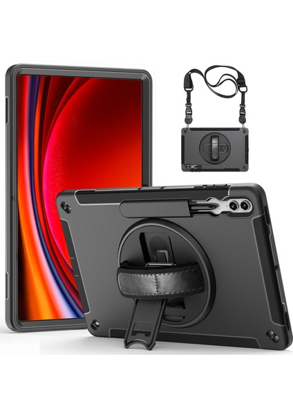 Samsung Galaxy Tab S9 Ultra Case Kickstand Tablet Kapağı Kalem Yuvası / Omuz Kayışı ile (Yurt Dışından)