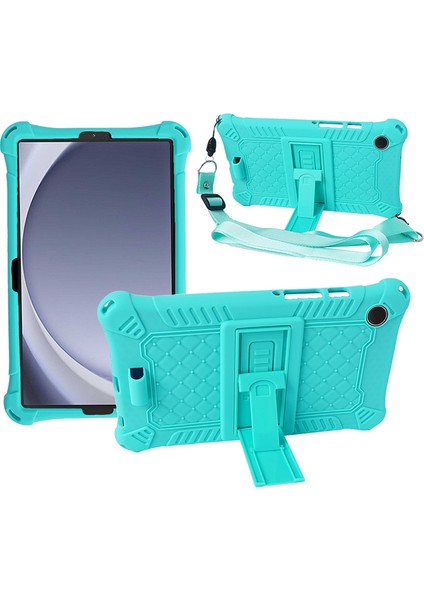 Samsung Galaxy Tab A9 Retro Doku Silikon Kılıf Kickstand Tablet Kapağı Kayışlı (Yurt Dışından)