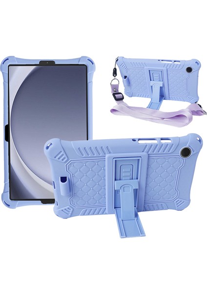 Samsung Galaxy Tab A9 Retro Doku Silikon Kılıf Kickstand Tablet Kapağı Kayışlı (Yurt Dışından)