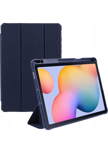 Samsung Galaxy Tab S6 Lite / Tab S6 Lite (2022) Pu Deri Üçlü Stand Otomatik Uyanma / Uyku ile Açık Arka Tablet Kapağı (Yurt Dışından)