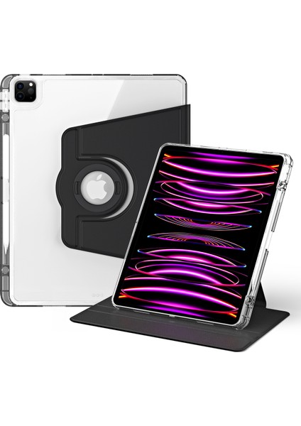 iPad Pro 12.9 (2022) / (2021) / (2020) / (2018) Kasa Çıkarılabilir Stand Pu Deri+Akrilik Tablet Kapağı (Yurt Dışından)