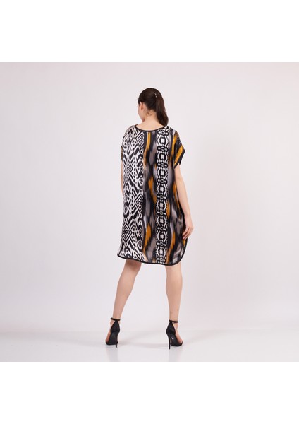 Saf Ipek Kısa Elbise | Ikat Desen 2 | Nomads Felt