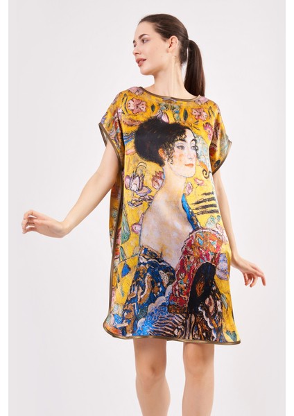 Ipek Kısa Elbise | Gustav Klimt Lady With Fan | Nomads Felt