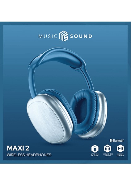 Music Sound 2 Maxi Bluetooth Kulak Üstü Kulaklık Mavi