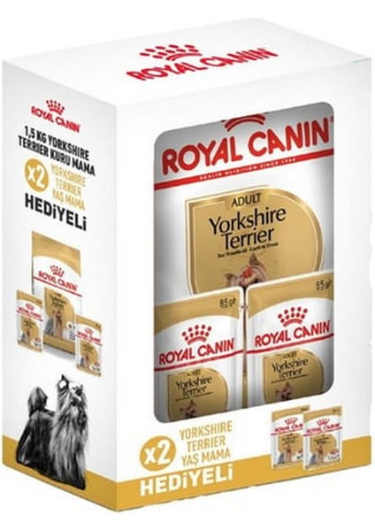 Royal Canin® Yorkshire Terier Yetişkin Köpek Maması 1,5 kg + 2 Adet Yaş Mama Hediyeli