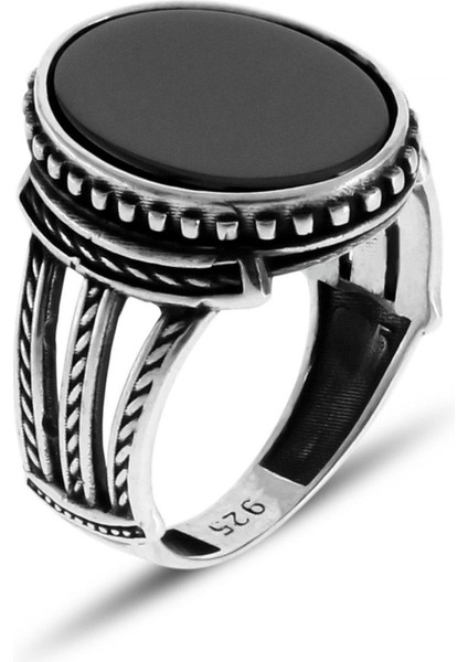 Oniks Taşlı 925 Ayar Erkek Gümüş Yüzük