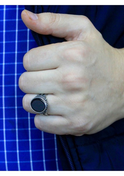 Oniks Taşlı 925 Ayar Erkek Gümüş Yüzük fırsatları