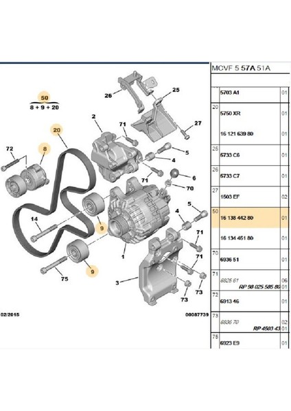 V Kayış Kiti Partner Bipper Berlingo Nemo (1613844280-1611424880-1611422880-5750.XR)