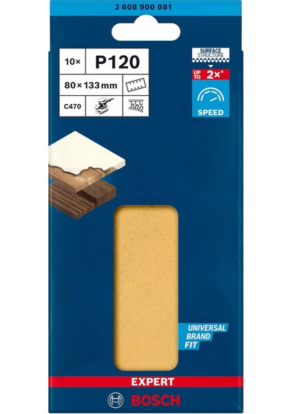 Expert C470 Zımpara Kağıdı 80X133 mm 120 Kum 8 Delik 10'lu fiyatları