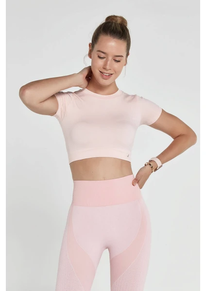 Captiva Yumuşak Dokulu & Esnek Crop Top Pembe