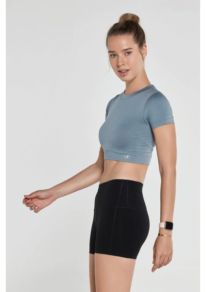 Captiva Yumuşak Dokulu & Esnek Crop Top Stone