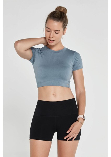 Captiva Yumuşak Dokulu & Esnek Crop Top Stone