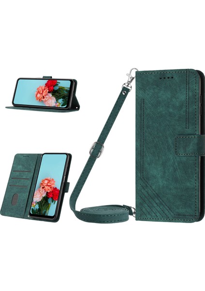 Oppo Realme 11 Pro ile Uyumlu Tam Koruyucu Yumuşak Pu Deri Fermuarlı Kapaklı Cüzdan Kılıfı Kart Tutuculu ve Uzun Askılı (Yurt Dışından)