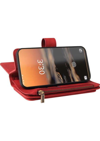 Samsung Galaxy S23 Ultra Pu Deri Manyetik Kapatma Onbeş Kart Yuvaları Fermuarlı Cep Telefonu Kılıfı Kart Yuvası Standı ile (Yurt Dışından) indirimleri