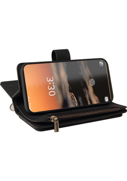 Samsung Galaxy S23 Ultra Pu Deri Manyetik Kapatma Onbeş Kart Yuvaları Fermuarlı Cep Telefonu Kılıfı Kart Yuvası Standı ile (Yurt Dışından) indirimleri