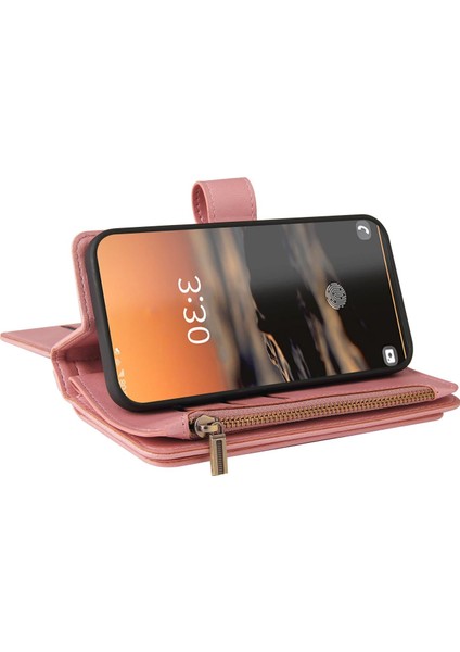Samsung Galaxy S23 Ultra Pu Deri Manyetik Kapatma Onbeş Kart Yuvaları Fermuarlı Cep Telefonu Kılıfı Kart Yuvası Standı ile (Yurt Dışından) indirimleri