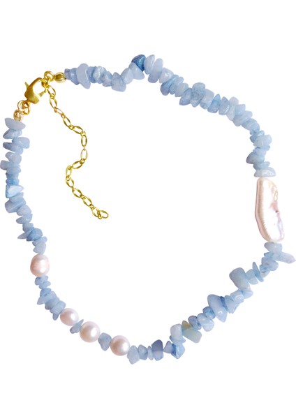 Akuamarin İnci Kolye