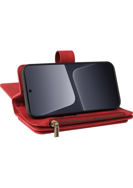 Xiaomi 13 Pu Deri Manyetik Kapatma Onbeş Kart Yuvaları Fermuarlı Cep Telefonu Kılıfı Kart Yuvası Standı ile (Yurt Dışından) indirimleri