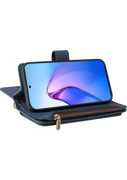 Oppo Reno 8 Pro 5g Pu Deri Manyetik Kapatma Onbeş Kart Yuvaları Fermuarlı Cep Telefonu Kılıfı Kart Yuvası Standı ile (Yurt Dışından)