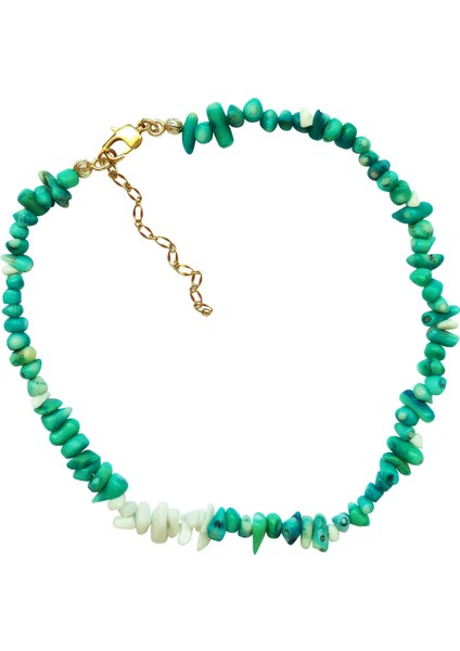 Turkuaz ve Beyaz Mercan Kolye