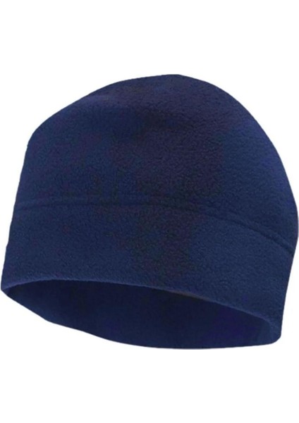 Unisex Lacivert Termal Kışlık Parmaksız Kesik Yarım Parmak Polar Eldiven Polar Bere Polar Atkı 3'lü Set