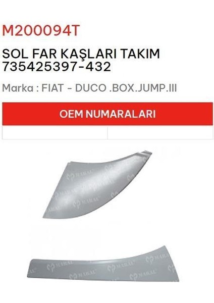 FAR ÇITASI SOL TAKIM DUCATO III BOXER JUMPER III