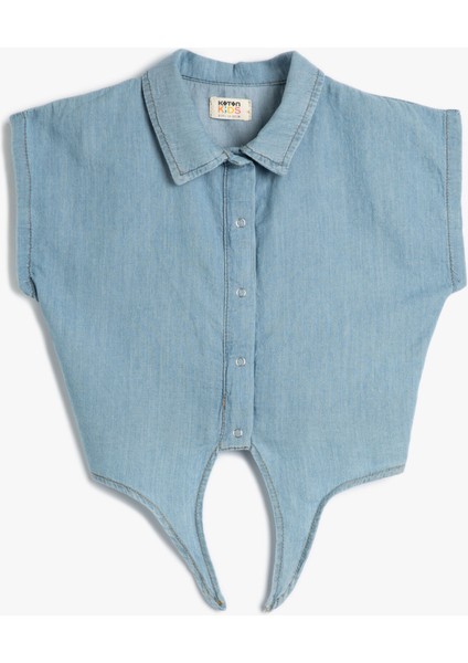 Crop Kot Gömlek Önden Bağlama Detaylı Kısa Pamuklu