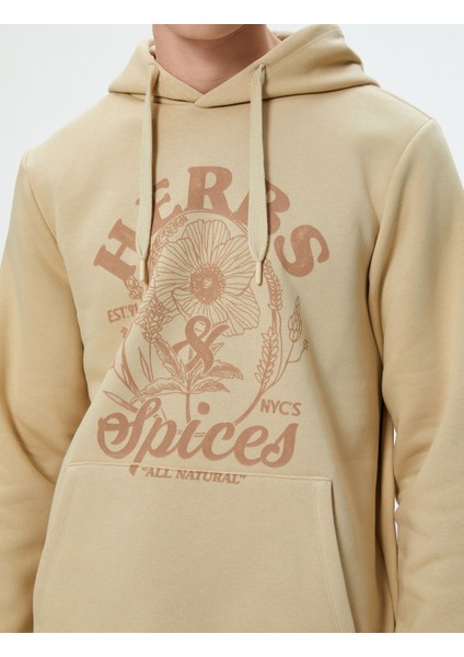Kolej Sweatshirt Kapşonlu Baskılı Kanguru Cep Detaylı